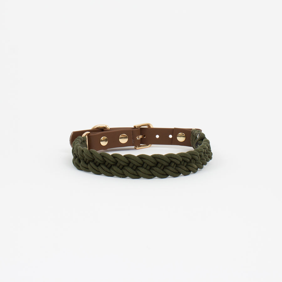 Green braided rope collar